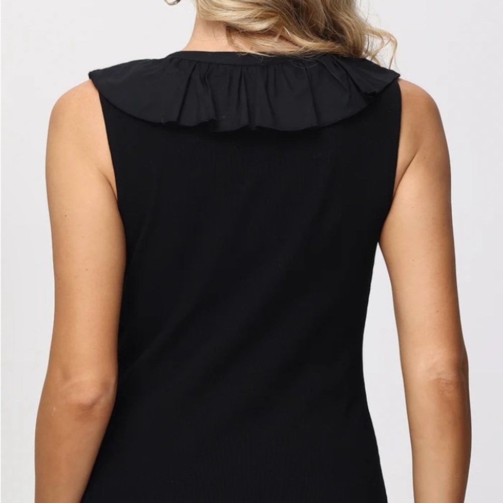 NWT Black Ruffled V-Neck Women's Top - Size Medium - Picture 2 of 8